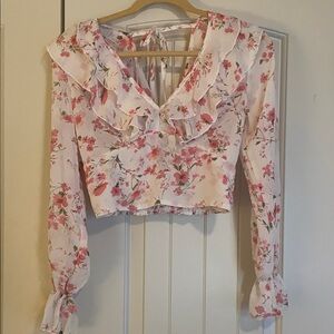 Etro Pink Floral Ruffle Blouse